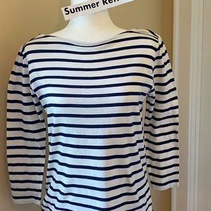 Navy and white striped shirt